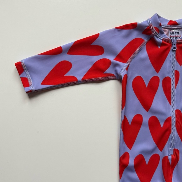 Hanna Andersson Baby Rashguard Suit - Hearts On Hearts On Sweet Lavender - 6-12M - Picture 6 of 13